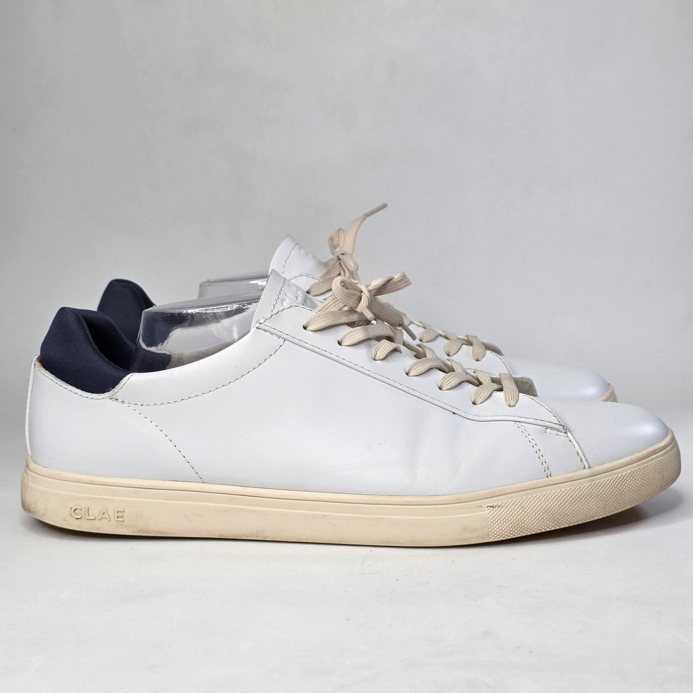 CLAE Bradley Sneakers Men's Size 14 White Leather Low Top Lace Up Casual Shoes